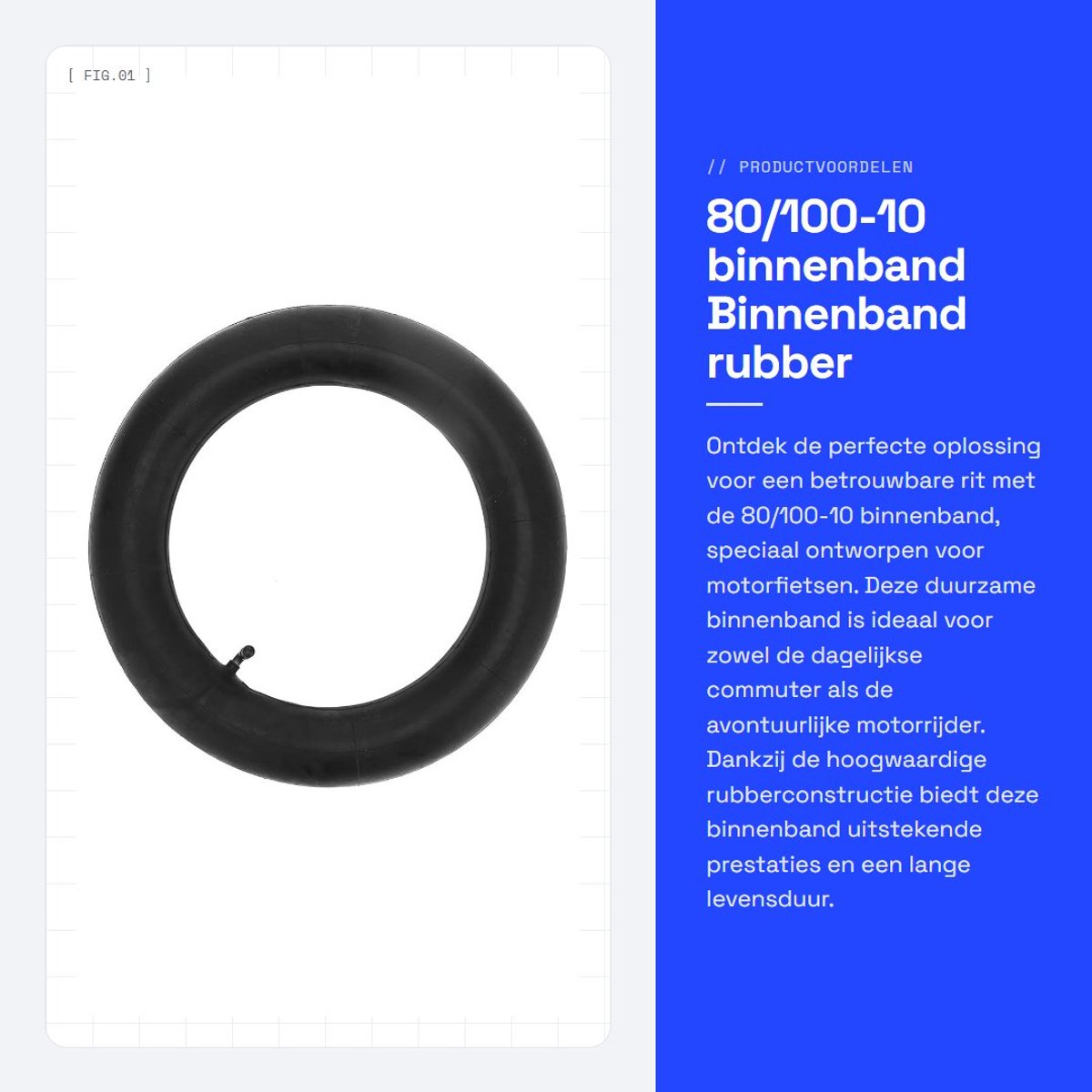 Dailygoods- Binnenband 80/100-10 - Rubber - Motorfiets - Bandenlichters - Schokbestendig - Duurzaam - Motorband