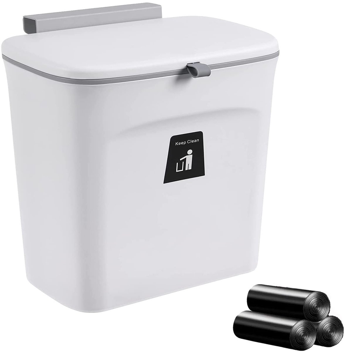 Hanging Kitchen Waste Bin with Lid - 7 Litres, Versatile for Bathroom, Office and Bedroom