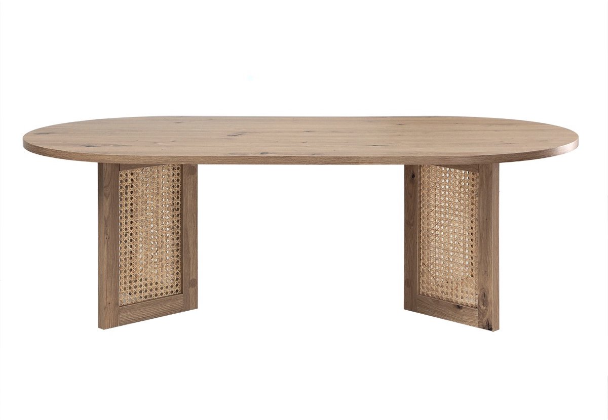 CaliCosy Salontafel met ovaal blad en poten van echt rotan L120 cm - TALIA Houtlook