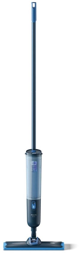 Serpillère électrique Philips OneUp, série 3000, debout sur un plancher en bois.