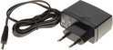 Zwarte TP-Link 5V 0.6A stroomadapter met een ronde plug en Europese stekker.