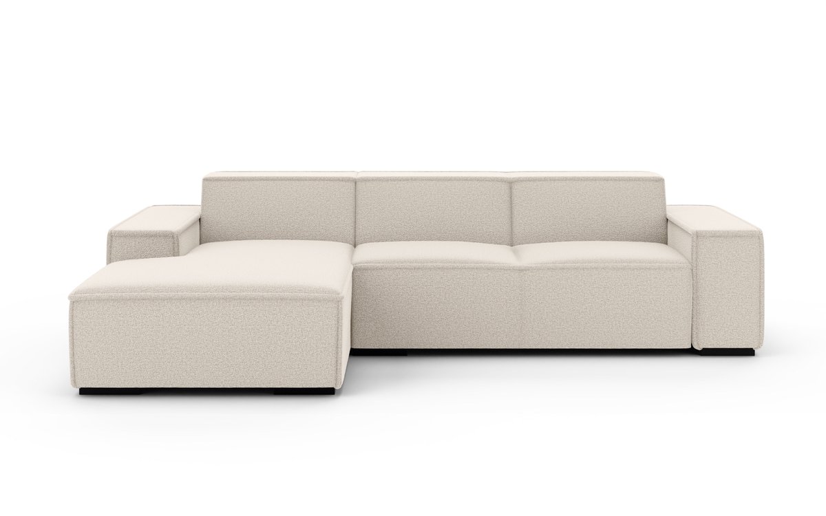 Hoekbank Fino 300cm gebroken wit chenille bank links loungebank hoeksalon