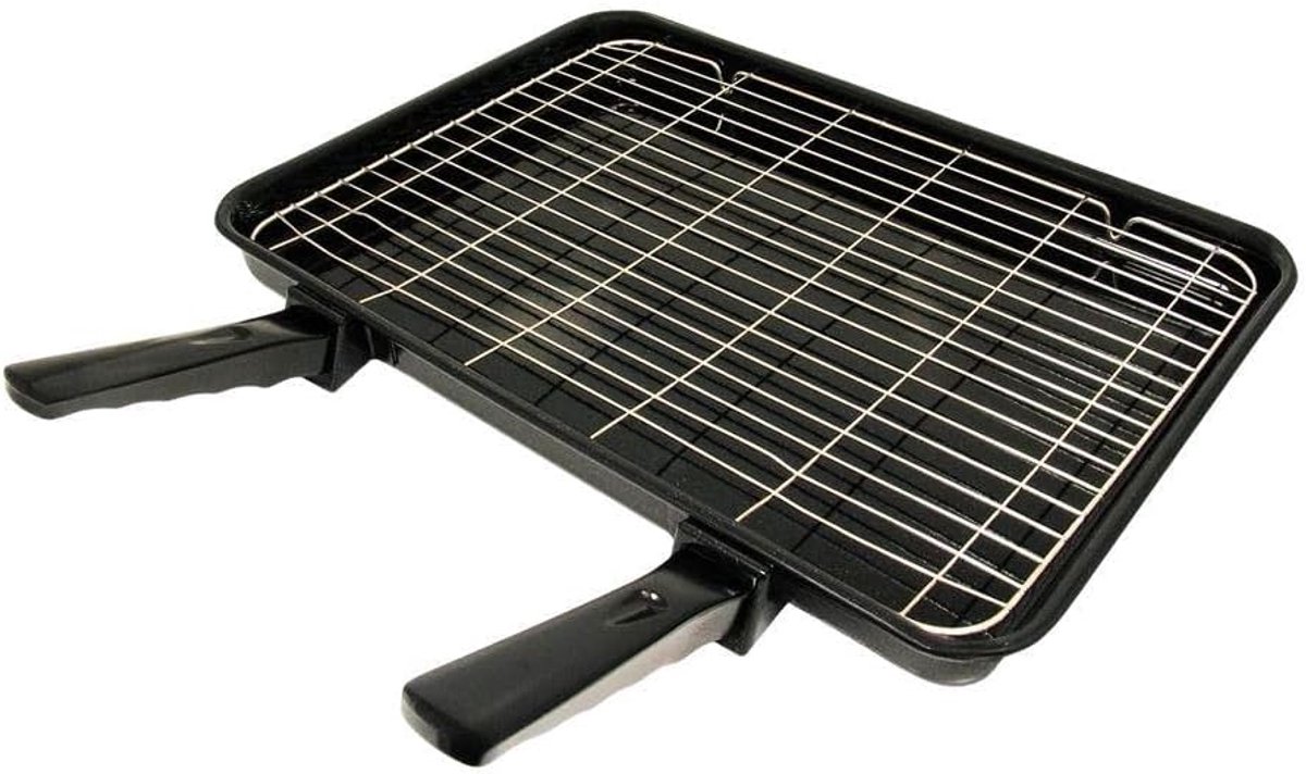 Grote Grillpan Bakplaat Oven Gerechten Bereiden Glasachtige Emaille Coating 41.5 x 30 cm Zwart