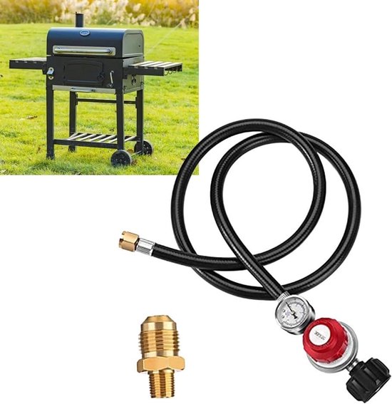 Propaan Regelaar - Gasdrukregelaar Slang - Buiten Koken - Met Meter - 4FT Slang - Zwart — afbeelding 5