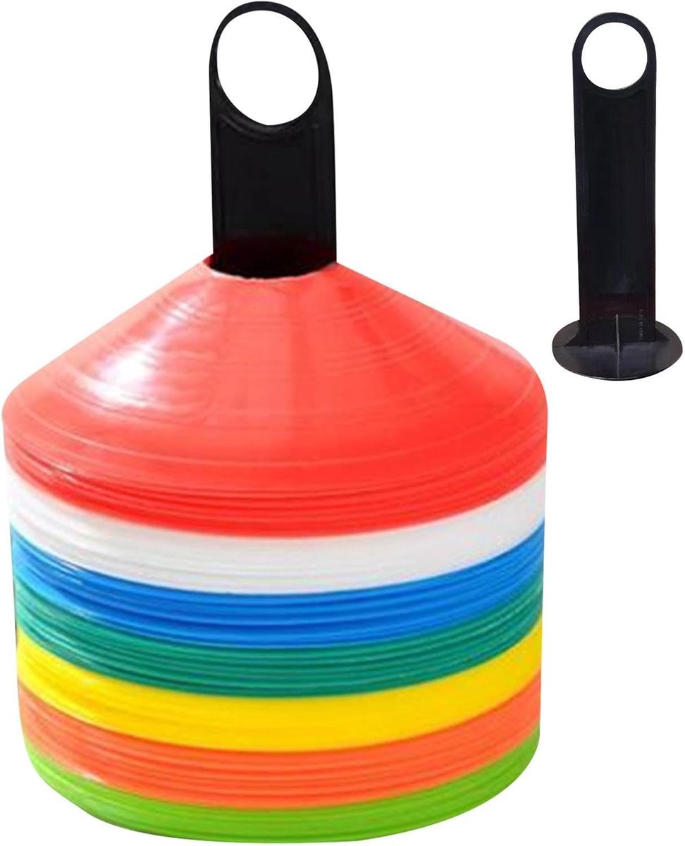 Voetbal Kegel Houder - Marker Rack Stand - Training Organiseren - Lichtgewicht Met Handvat - 19 cm - Zwart