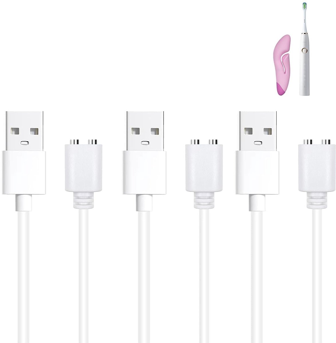 Magnetische USB-oplaadkabel 2-polig, 7 mm, universeel, vervangende kabel voor elektrische tandenborstel, massageapparaat en meer apparaten met magnetische aansluiting