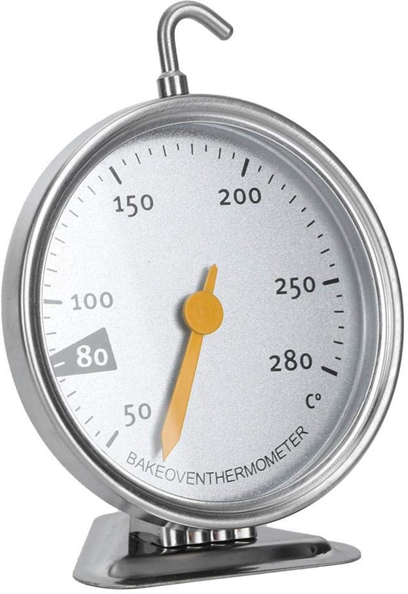 SnelShoppen - RVS Oven Thermometer Directe Aflezing Grote Wijzerplaat Oven Thermometer met Haak Keuken Kook Meetinstrumenten (Meetbereik 50-280)