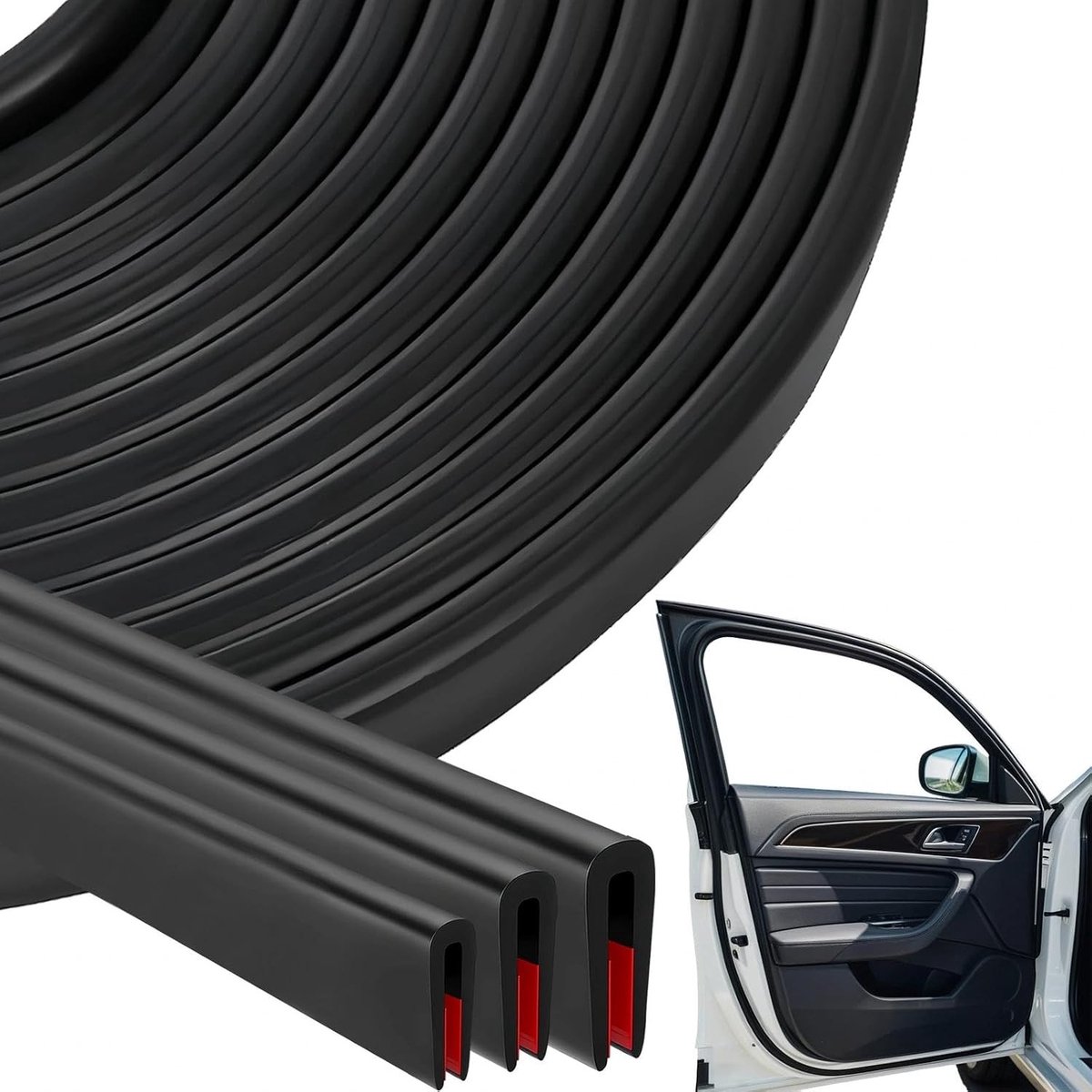 U-vormige randbescherming voor platen van 6 m, flexibele rubberen bescherming voor autodeuren, ramen en plaatranden, geschikt voor 0.5-2 mm dikte, EPDM rubber, duurzaam en eenvoudig te installeren