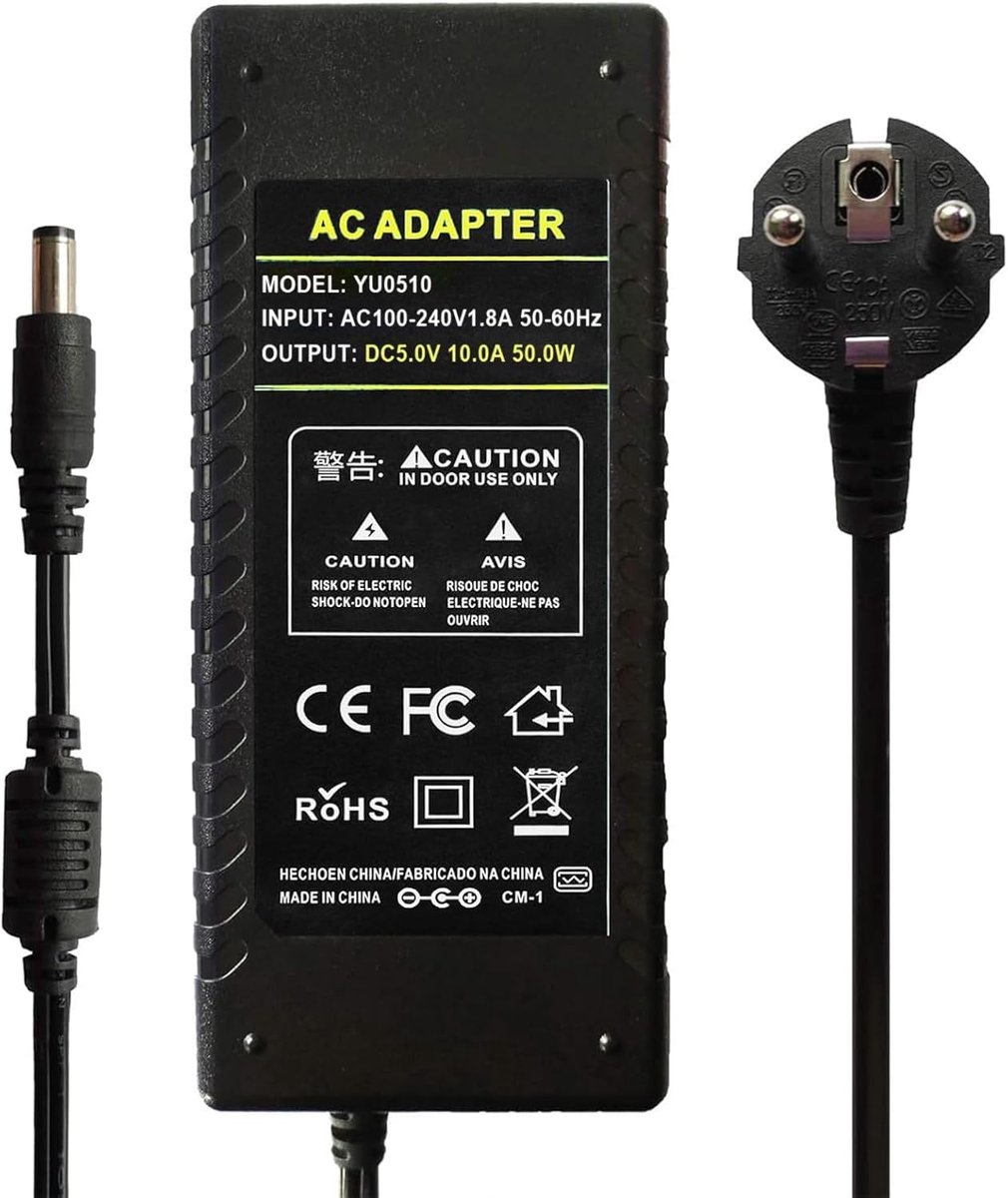 5V 10A Power Supply 50W Power Adapter Transformer 5.5 x 2.1/2.5mm for WLAN Router WS2811 / WS2812B LED Strip Light - ShopVlot
