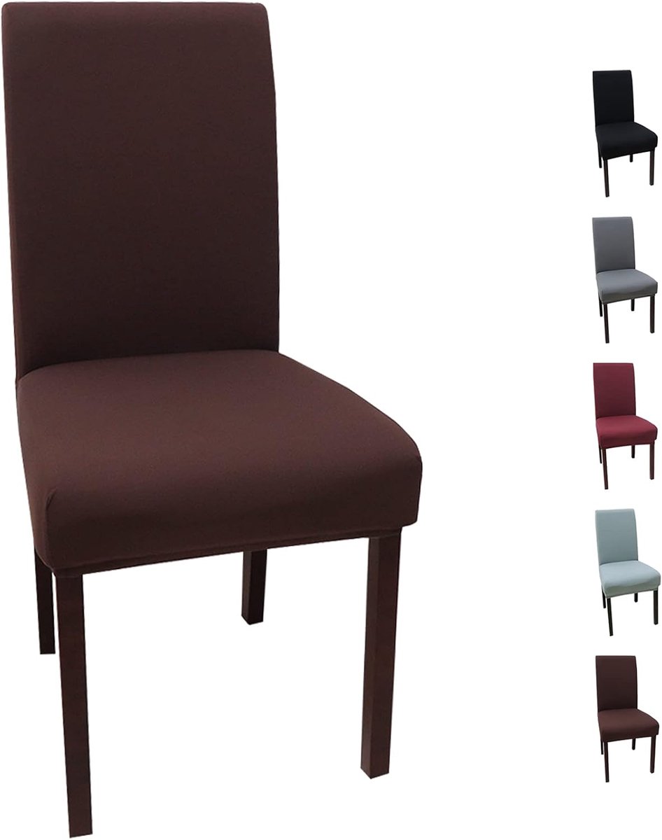 Universal Stretch Chair Covers, Set of 6, Removable Elastic Modern Protective Covers, Dining Room Cover, Bi-elastic - ShopVlot