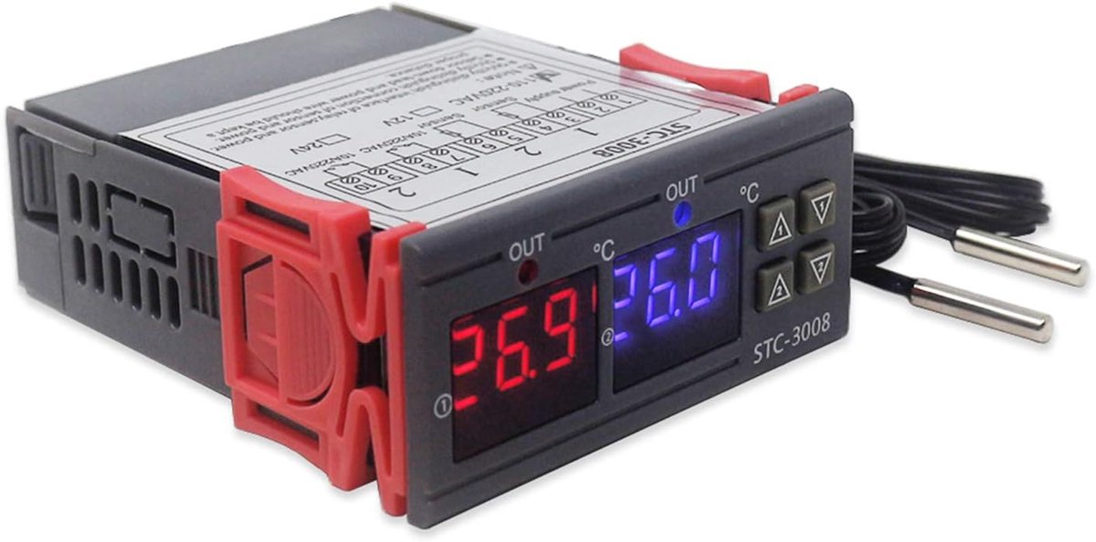 Digitale temperatuurcontroller - 2 in 1 met dubbele NTC-sensoren - Koelen en verwarmen - SnelShoppen