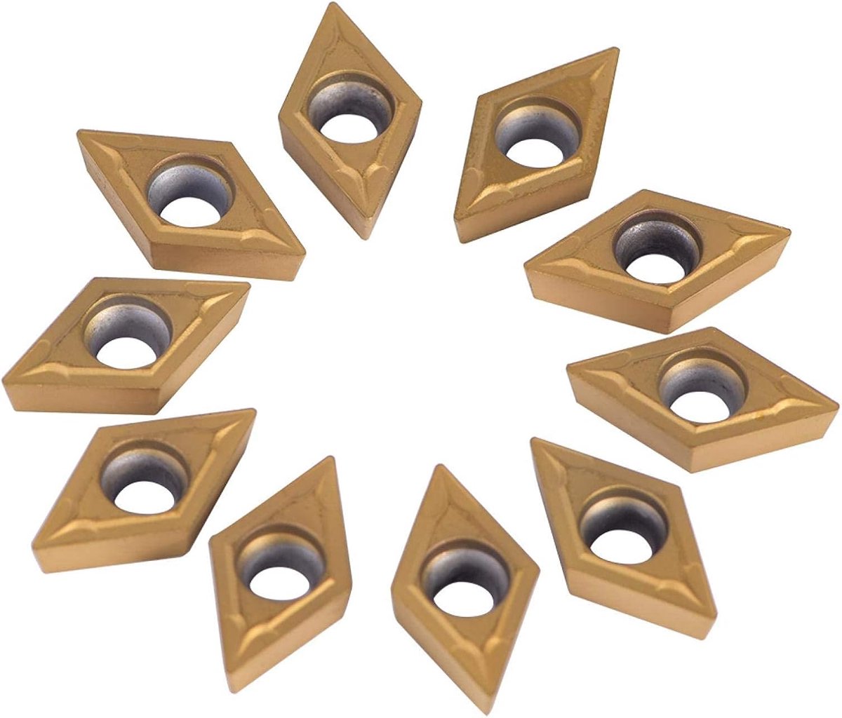 SnelShoppen - CNC Snijtools voor Metaal Draaibank - Diamantvormige Carbide Snijbladen - 10 Stuks - Duurzaam en Sterk - Perfect voor Draaien en Frezen