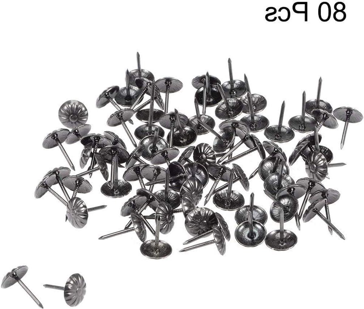 Kopspijkers Bekleding - Duimspijkers Antiek - Meubels Decoreren - Ronde Antieke Kop - 80 Stuks - Zwart