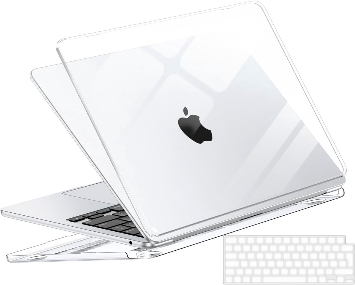SnelShoppen - Case Geschikt Voor MacBook Air 13.6 Inch 2022-2026, Crystal, Ultra Dun TPU Toetsenbordbescherming, Rigid Beschermcase, Ideaal Voor Thuis