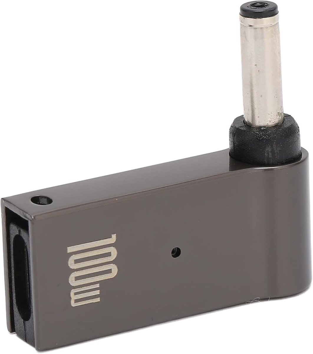 SnelShoppen - 100W Type C USB C Naar DC Adapter, 90 Graden Hoek Type C Vrouwelijk Naar DC 4mm X 1.35mm Mannelijk Adapter PD Emulator Trigger
