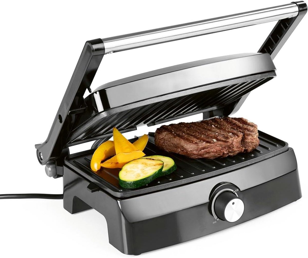 Contactgrill - Elektrische grill - Vetarm grillen - Traploos instelbaar - 23x14.5 cm platen - Transparant