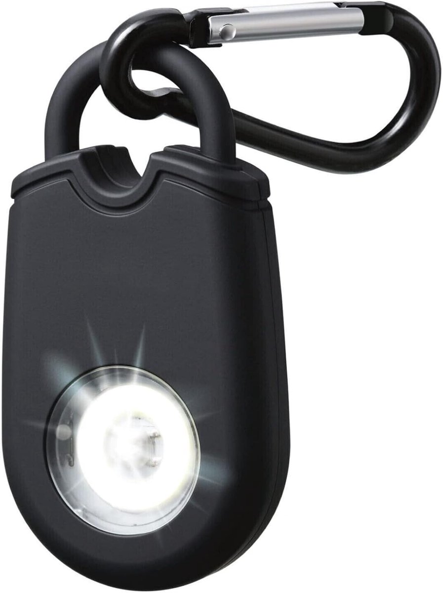 SnelShoppen - Zelfverdediging Alarm met Flitslicht, 125dB Sirene Sleutelhanger, Handzaam Veiligheidsalarm voor Vrouwen (Zwart)