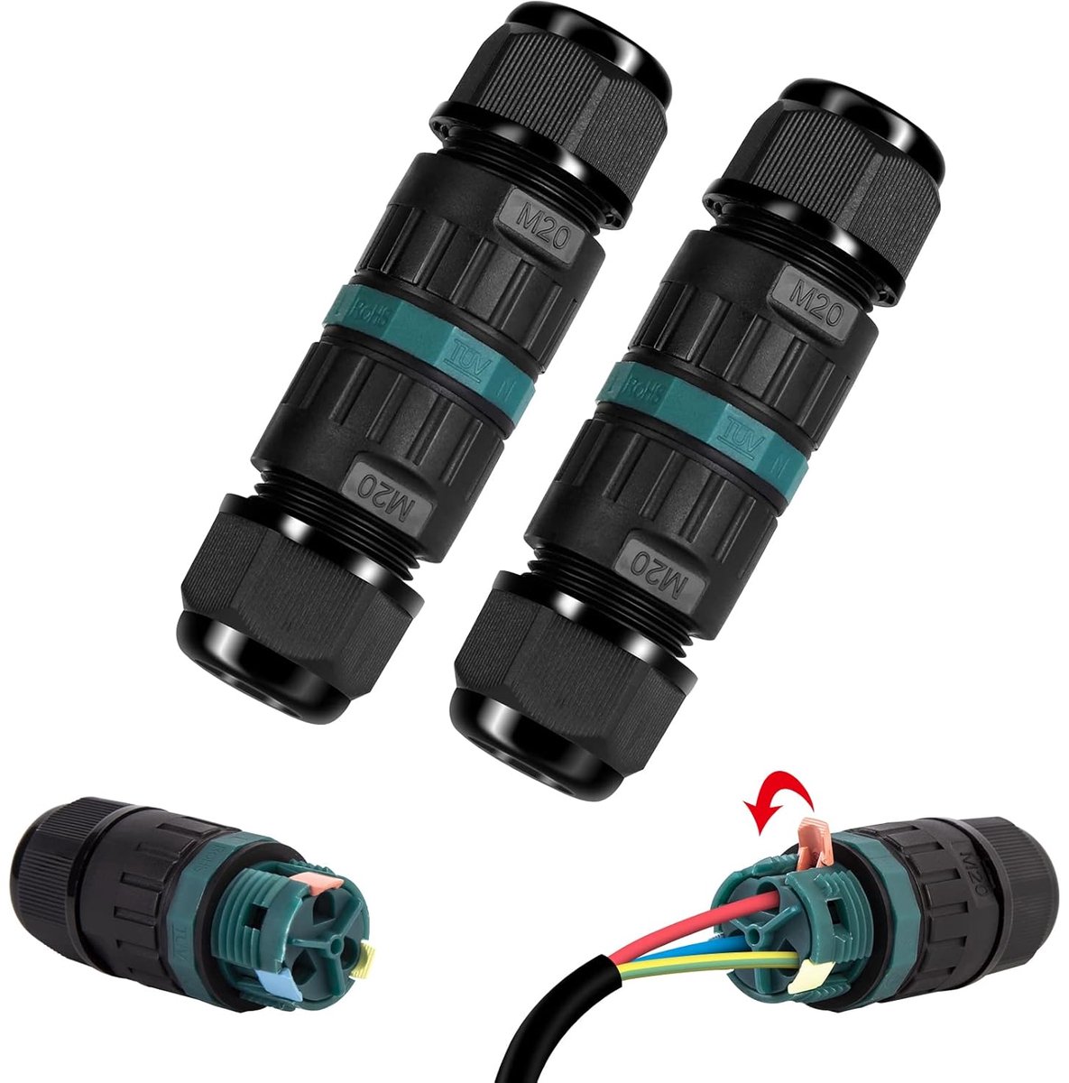 Kabelconnector IP68 Waterdicht - 3-Pin Aarding - Verbinding voor 5-12 mm Kabel - Ideaal voor Buitengebruik - ShopVlot