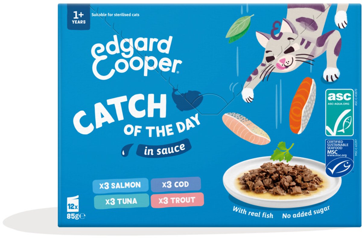 Edgard & Cooper Edgard & Cooper Kat Adult Saus Pouch Catch MP - 12x85 gr