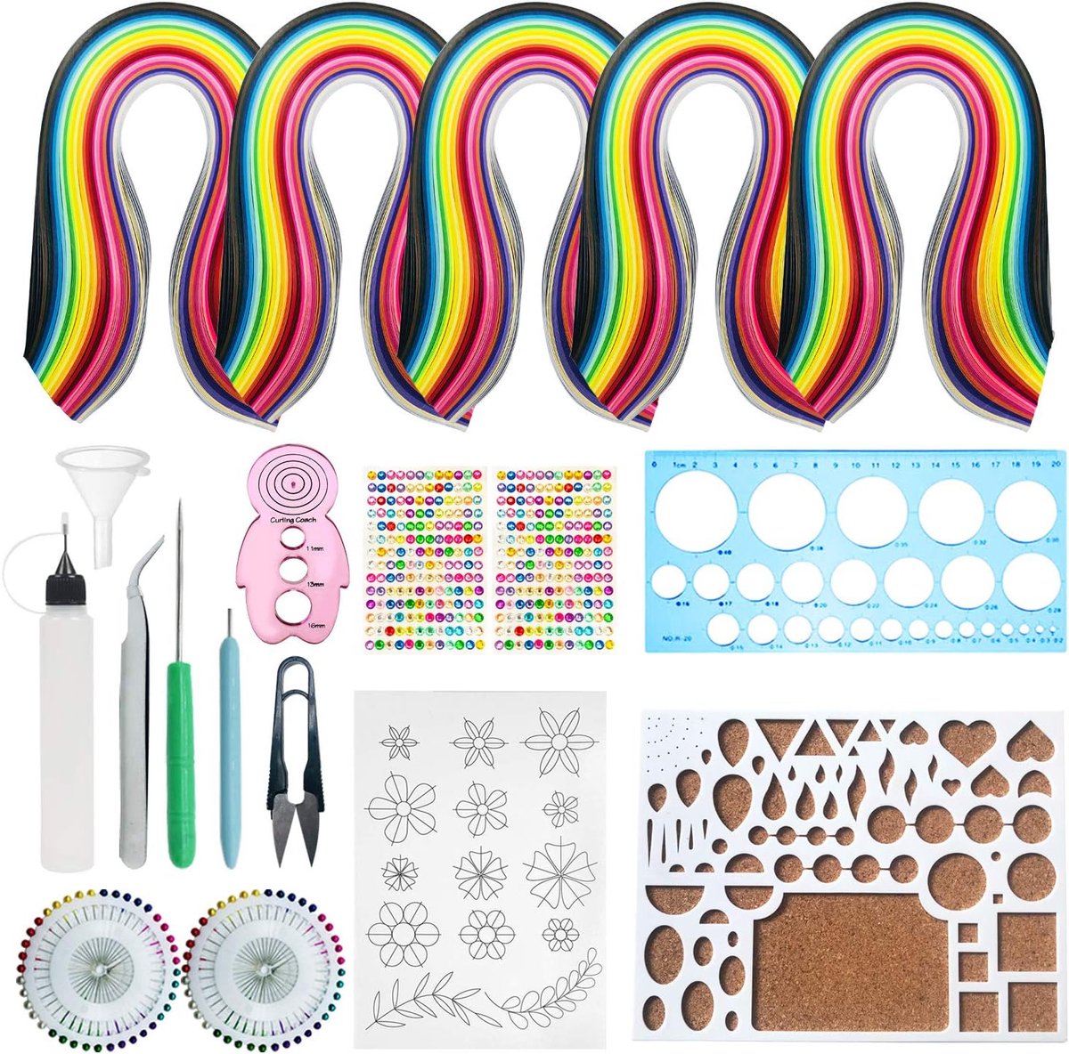 SnelShoppen - Quilling Kit met 1300 Papieren Strips en 13 Hulpmiddelen voor Creatieve Knutselprojecten - 26 Kleuren, 0.5x39 cm - Perfect voor Feestjes
