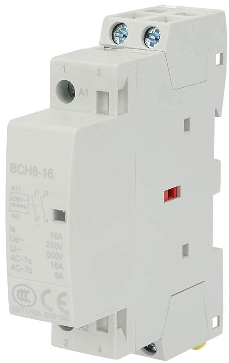 SnelShoppen - 2P AC Contacteur 16A Relay Din Rail AC Contacteur 2NO 220V/230V 50HZ/60HZ - Stille werking, Ruimtebesparend, Eenvoudige installatie, Hoo