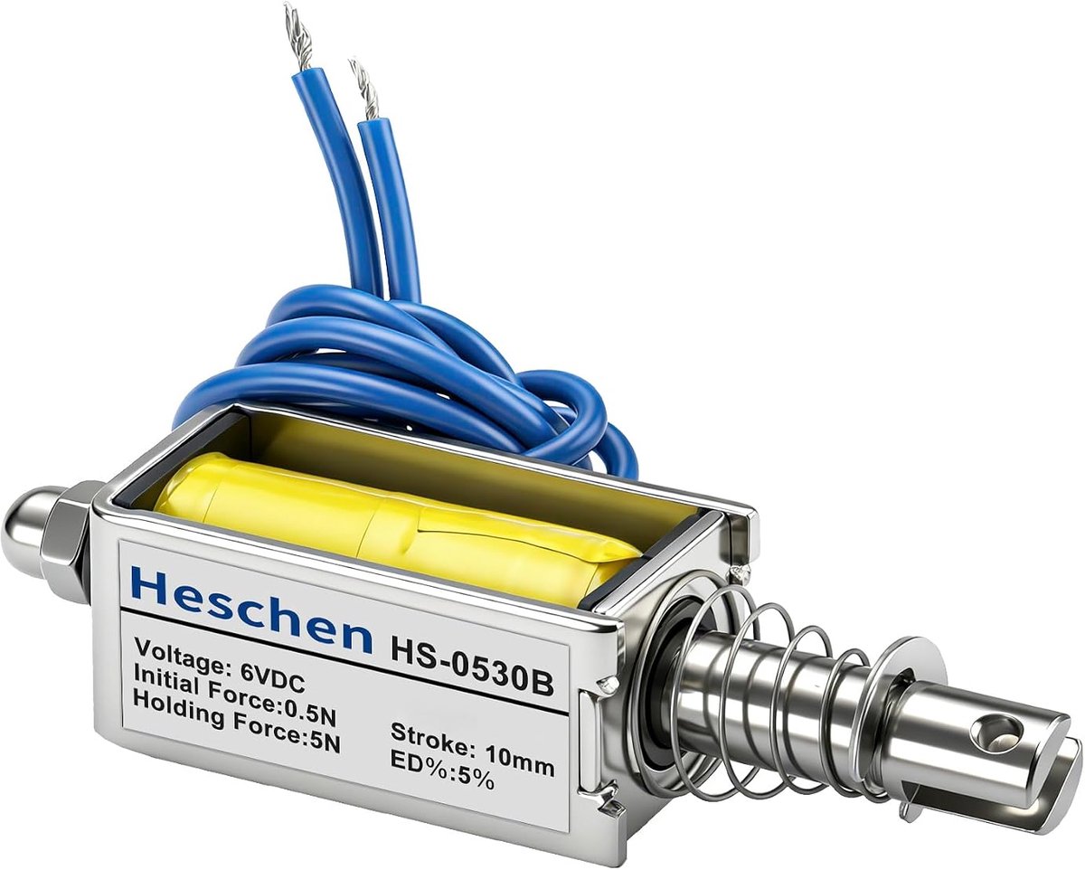 SnelShoppen - Electromagneet HS-0530B DC 6V 5N Push Pull Type Open Frame - 10mm Slag - Ideaal voor Modelbouw, DIY Projecten, en Automatisering
