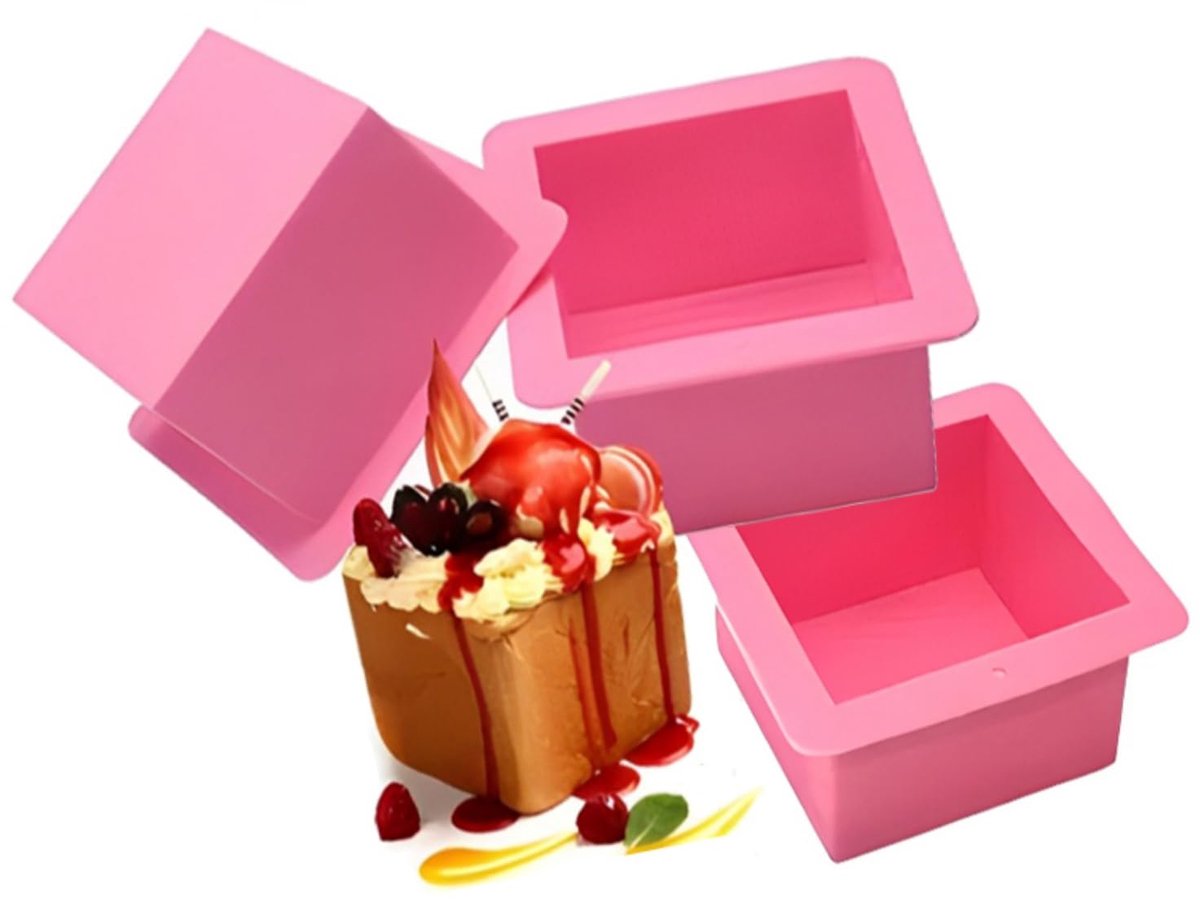Cakevorm siliconen 3-delig - vierkante mal - flexibel materiaal - ideaal voor bakken - SnelShoppen