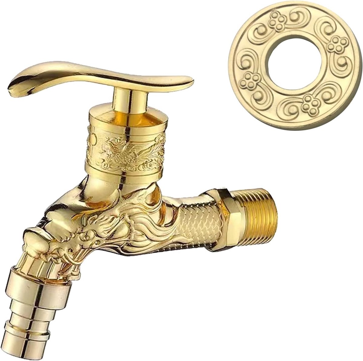 Waterkraan met draakmotief - Messing - Vintage design - Geschikt voor tuin en badkamer - ShopVlot