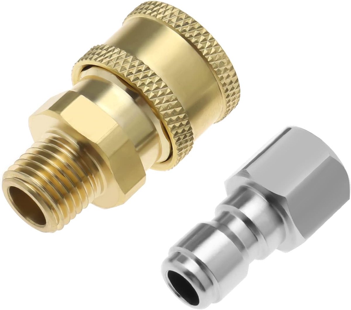SnelShoppen - 2 Stuks Drukreiniger Aansluitingen 1/4 Inch Snelle Koppeling naar Mannelijke NPT Draad Drukreiniger Aansluitset