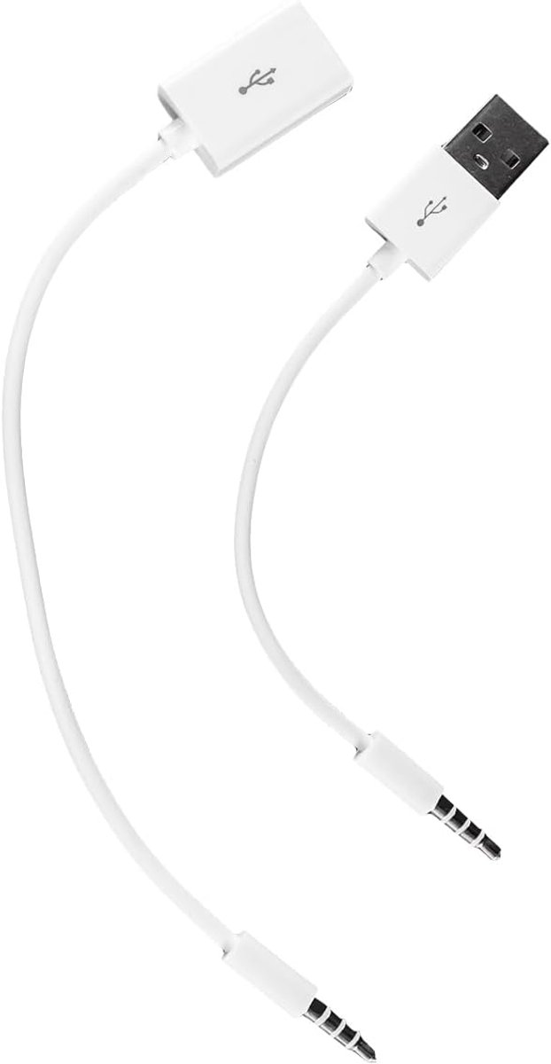 SnelShoppen - 3.5mm Male naar USB 2.0 Female Converter Verlengkabel + 3.5mm Male Jack naar USB 2.0 Male Gegevens Oplaadkabel voor MP3/MP4 PC Audio