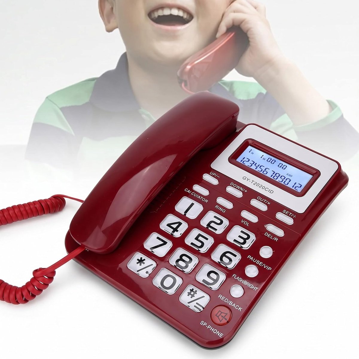 SnelShoppen - Vaste Telefoon voor Bureau met Beller ID, GY-T2020CID Landlijn Telefoon met Rekenen Functie en Gesprekken Opslaan voor Thuis/Huis/Hotel/
