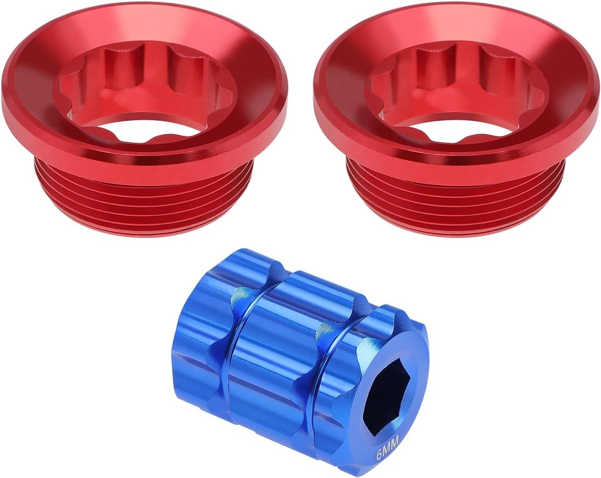 Fiets Crankstel Cover - Caps Met Tool - Rood - Compatibel - M20 Crankstel - Schroeven Moeren - Geschikt voor - XT/SLX/XTR105/UT/DA - 2 STKS.
