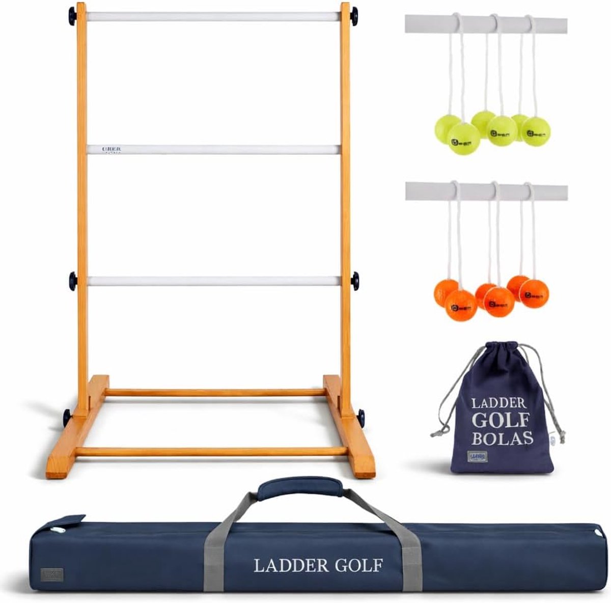 Laddergolf Swing ladder - 3x2 Gele en 3x2 Rode bolas - Luxe nylon tas - Gezellig buiten spel voor het gezin - SnelShoppen