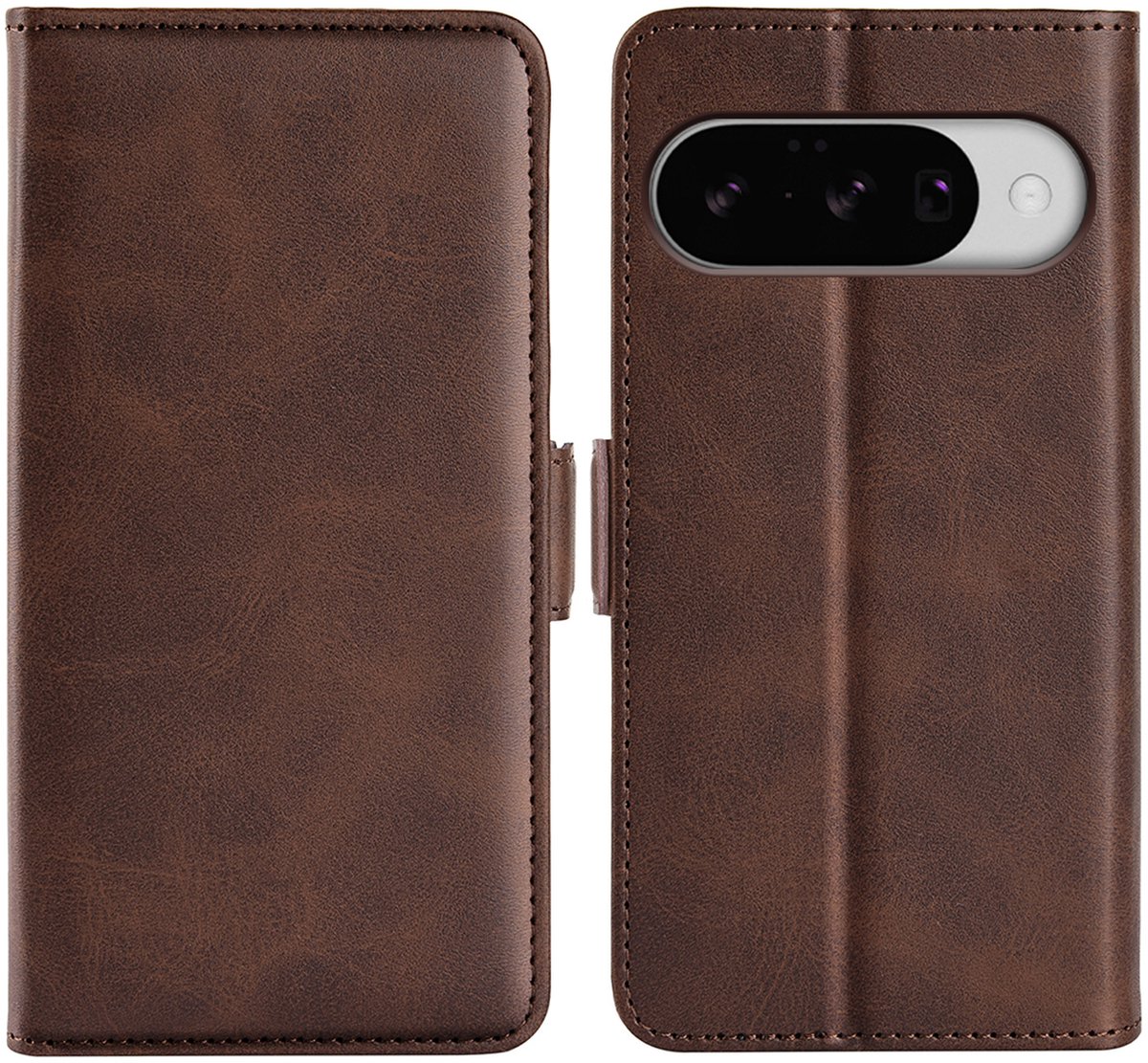 MobyDefend Hoesje - Geschikt voor Google Pixel 11 - Luxe Wallet Book Case (Sluiting Zijkant) - Bruin