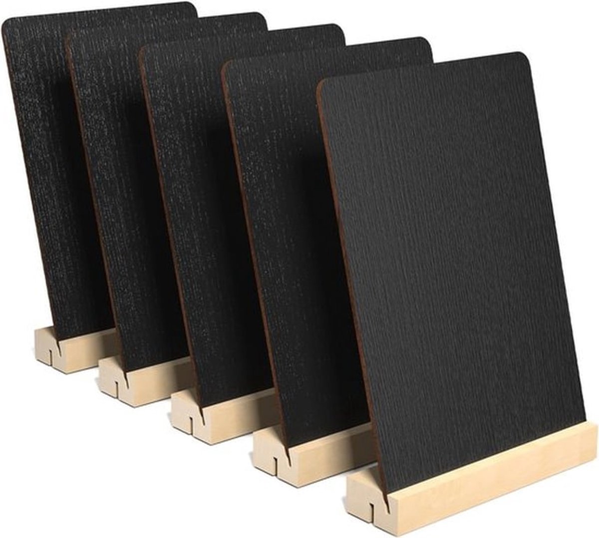 5-delige krijtbordset met houten basis, uitwisbare memoborden voor prijslabels, berichten, buffets, bruiloften, verjaardagen en feesten in café of bar