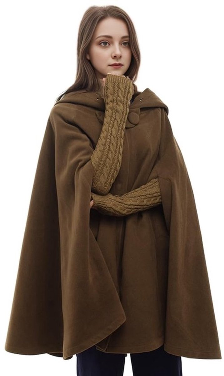 Vampiercape Modieus - Cape met Capuchon - Cosplay Kostuum - Uniseks - Lange Stijl 137 cm - Hoge Kwaliteit 64% Polyester/36% Wol - Kostuumcape