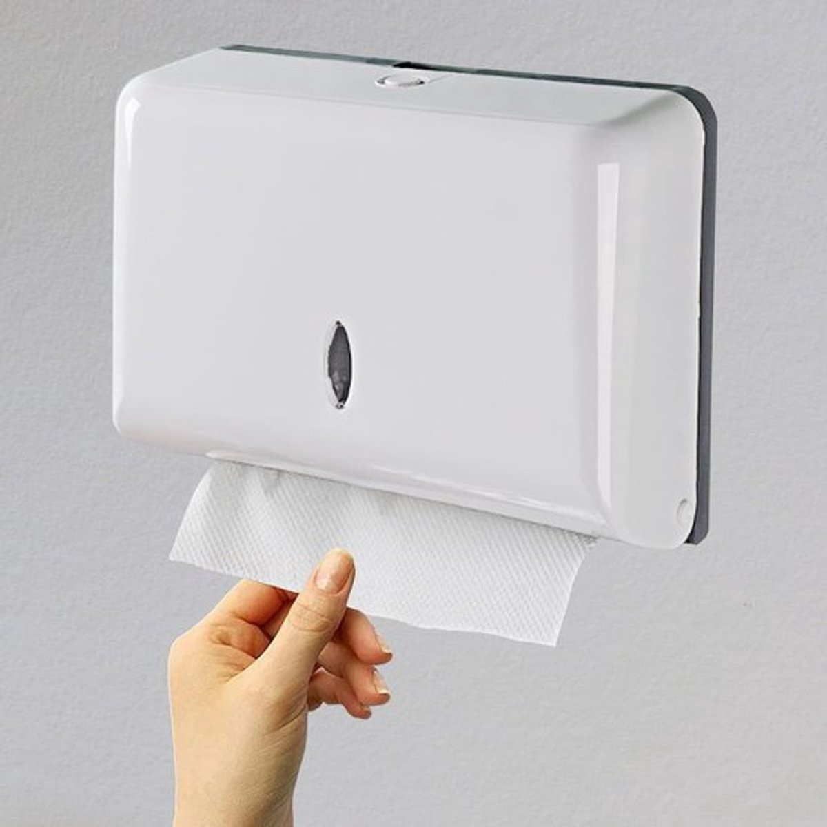 Handdoekdispenser voor wandmontage, multifunctionele papieren handdoeken, ideaal voor hotel, badkamer en restaurant - Wit