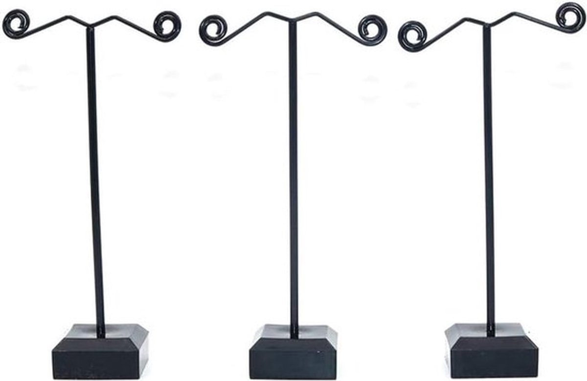 Set van 3 Acryl Displaystands voor Kleine Items, T-Stijl Presentatie, Thuisopslag en Winkel Merchandise Display Rack in Zwart