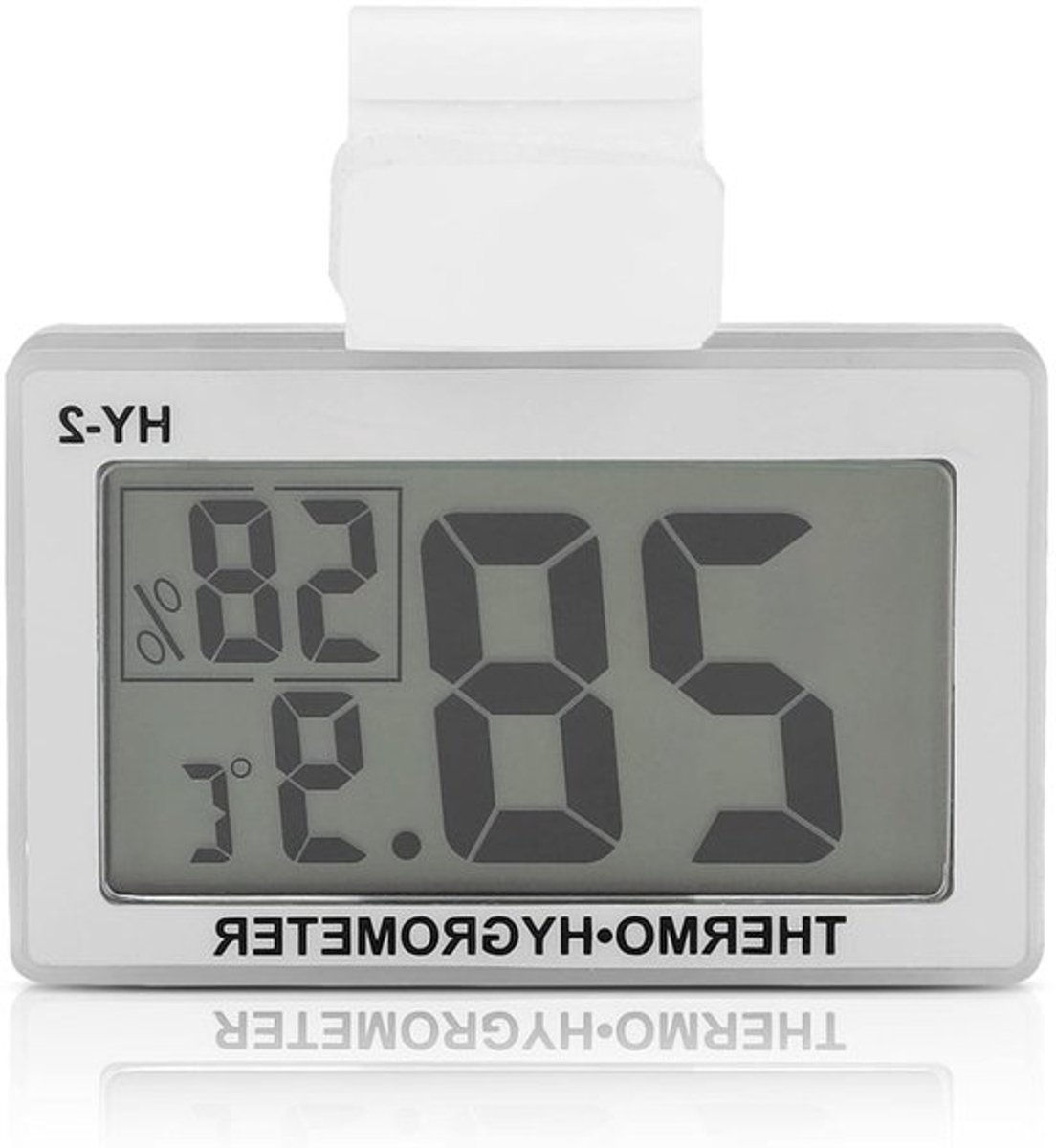 Digitale hygrometer en thermometer met LCD-display en achtergrondverlichting, ideaal voor temperatuur- en vochtigheidsmeting in koelkast en vriezer