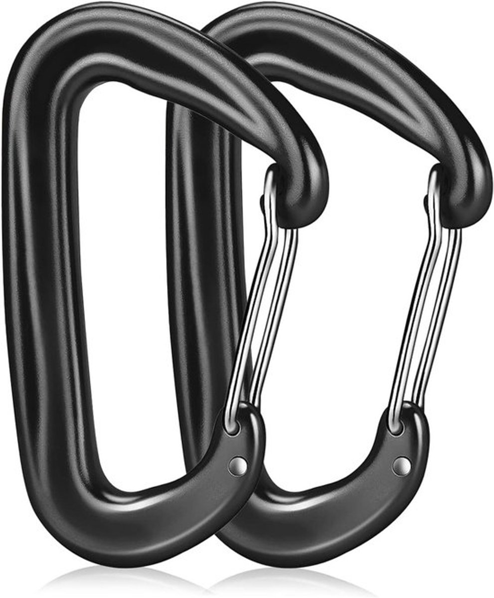 Set van 2 Carabiner Haken voor Sleutelhangers - 12 KN (1200 kg), Geschikt voor Kamperen, Vissen en Wandelen