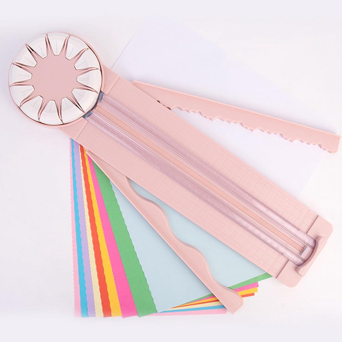 Papiersnijder - Snijapparaat Knutselen - Scrapbooking Maken - 12 Wisselkoppen - 46.8 cm - Roze