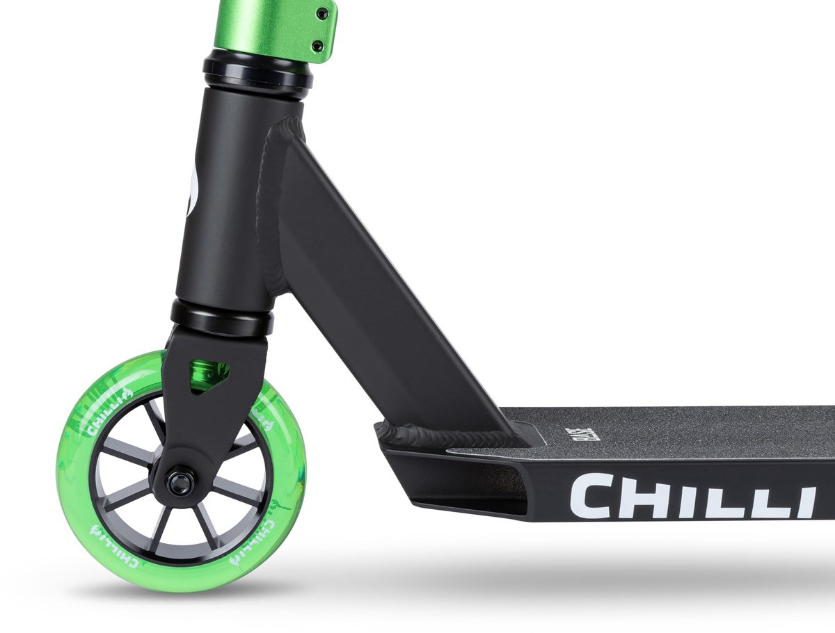 SnelShoppen - Chilli Pro Scooter Base S, hoge kwaliteit stuntstep voor kinderen, totale hoogte 79 cm, PU-wielen 110 mm met ABEC 9 lagers, groene kleur