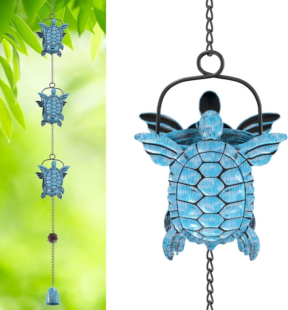Regenketting - Dakgootdecoratie - Waterafvoer Tuin - Stijlvolle Bekers - 320 cm Lengte - Blauw