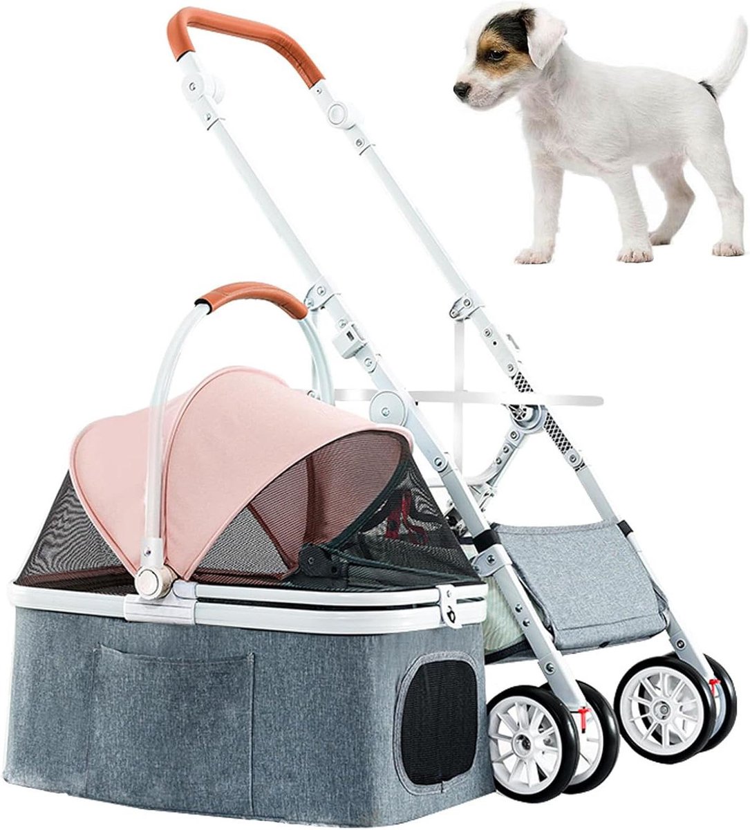 Honden buggy - Dierenwagen reizen - Huisdier vervoeren - 3-in-1 afneembaar - 33 pond - Roze