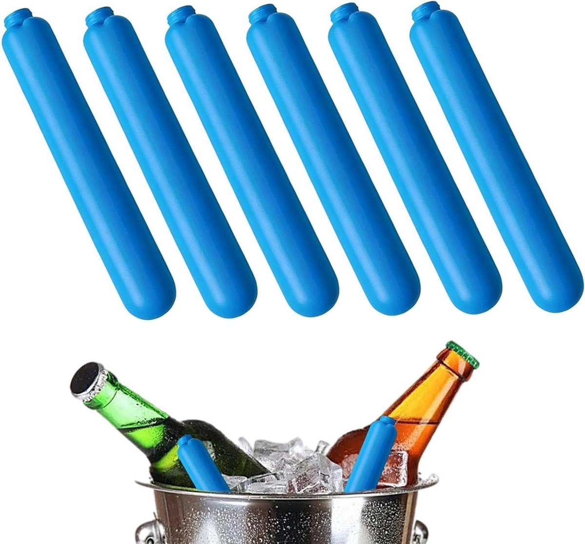 Herbruikbare IJssticks - Koelstokken Koelpakket - Dranken Koel Houden - Veilig en Slijtvast Materiaal - 6 stuks - Blauw