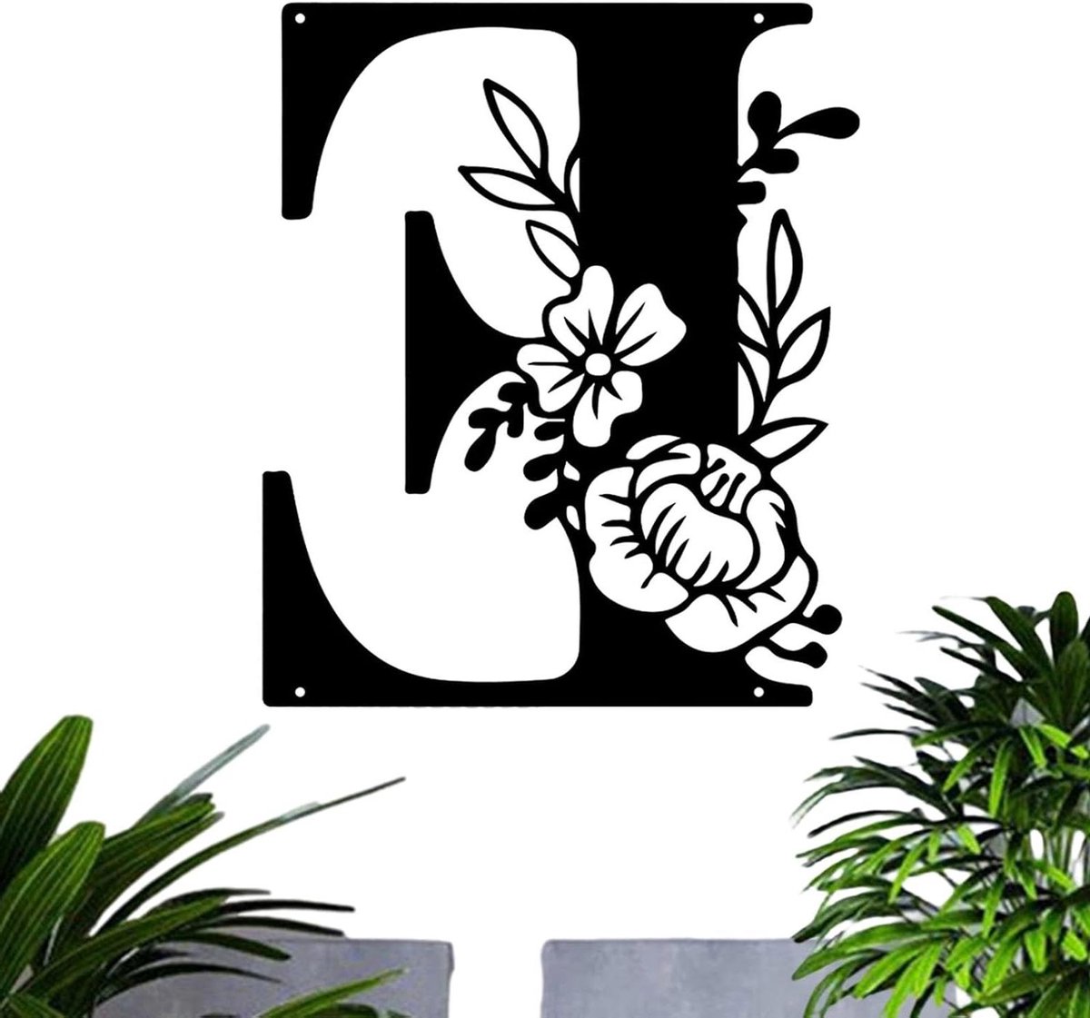 Naambord Huis - Buitenbord Bloemen - Voordeur Decoratie - Metalen Bloemmotief - 30 cm - Veelkleurig