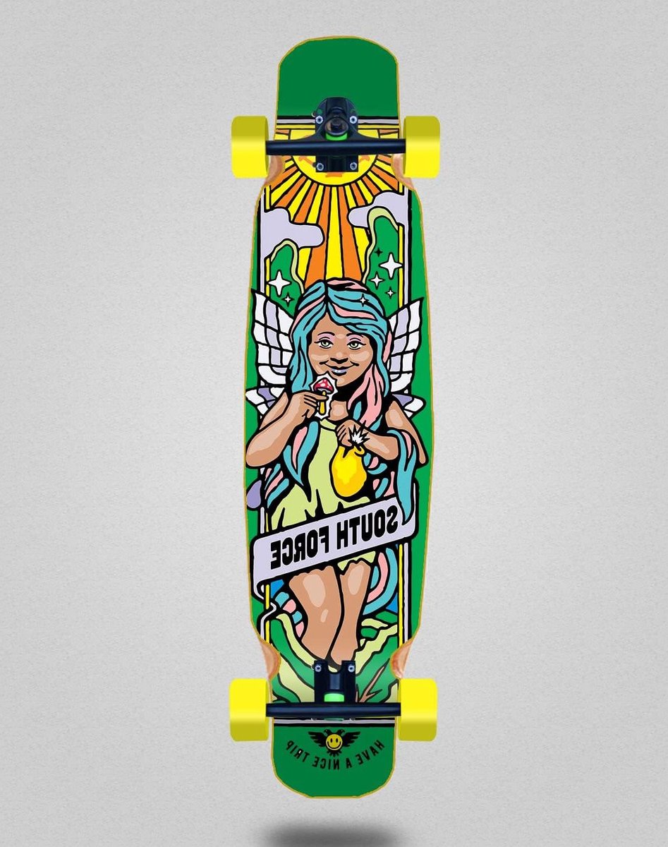 Longboard Skateboard Compleet Board Cruisen Straat Mix Bamboe 46 x 9 inch