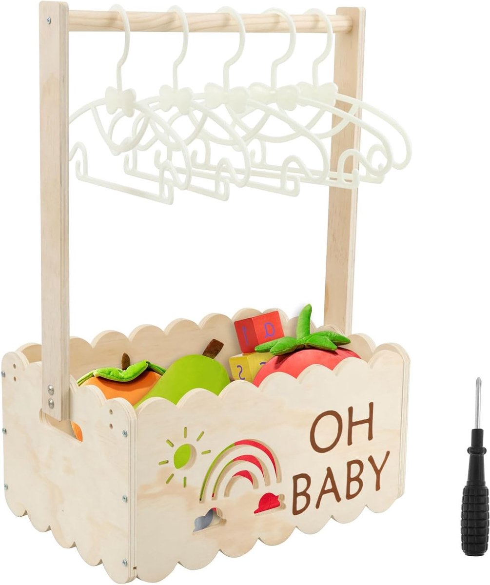 Multifunctionele Houten Baby Basket met Handvat voor Baby Shower en Cadeaus, Ideaal voor Nieuwe Ouders en Feestdagen