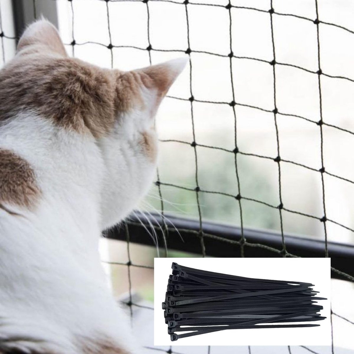 SnelShoppen - Kattennet voor Balkon en Ramen 6 x 3 m, Balkonnet voor Katten zonder Boren, Sterk Nylon Kattenbeschermingsnet voor Buitengebruik