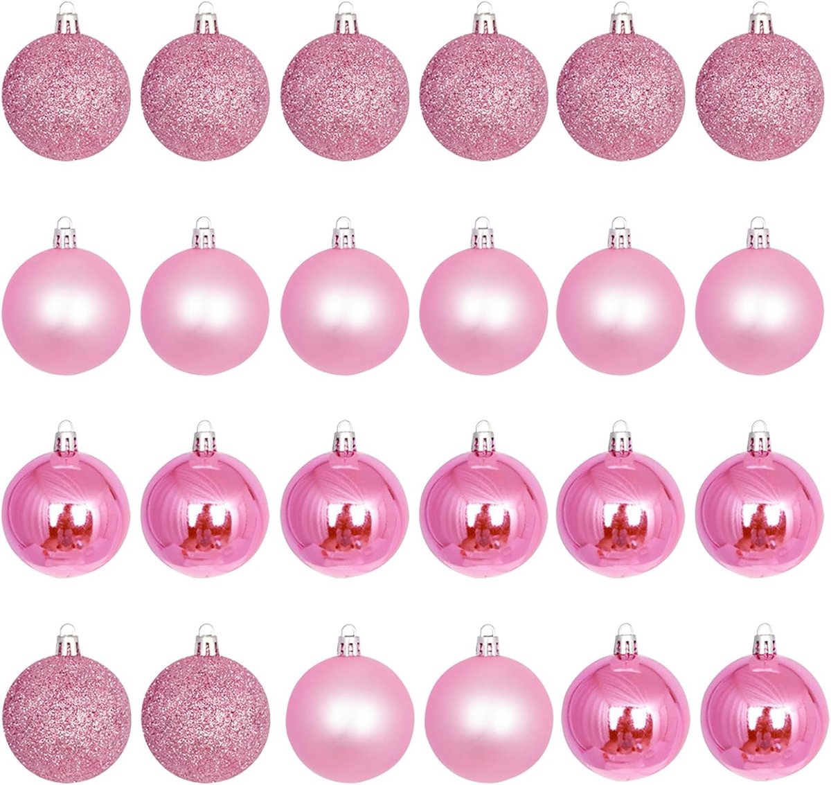 KASESSS 24 stuks roze kerstballen voor kerstboom, 3 cm roze kerstballen, roze kerstboomversieringen, mini kerstballen - ShopVlot